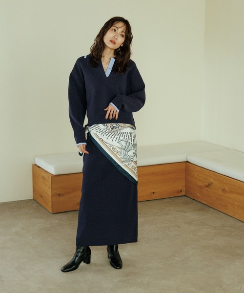 GLOBAL WORK(グローバルワーク)の「モールスキッパープルオーバー*スカートセット/1054108(ワンピース・レディース・ネイビー/ブラウン系その他6/チャコールグレー・LARGE/MEDIUM)」の4枚目の写真