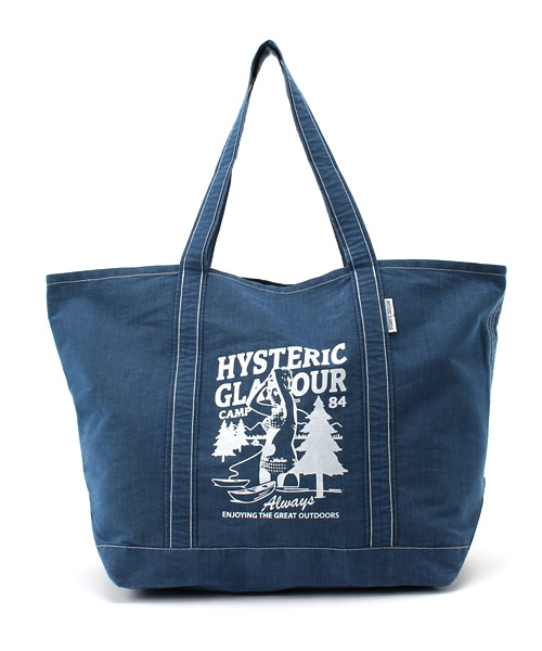 HYSTERIC GLAMOUR（ヒステリックグラマー）の「HYSTERIC CAMP INDIGOグログランバッグ（トートバッグ・メンズ・インディゴブルー/ライトインディゴブルー・FREE）」の2枚目の写真