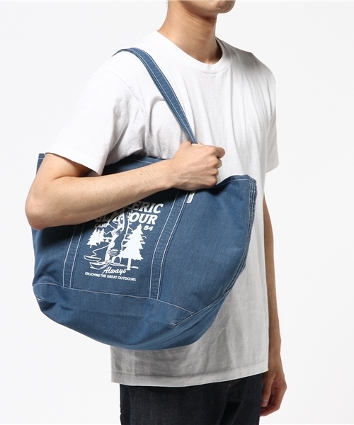 HYSTERIC GLAMOUR（ヒステリックグラマー）の「HYSTERIC CAMP INDIGOグログランバッグ（トートバッグ・メンズ・インディゴブルー/ライトインディゴブルー・FREE）」の9枚目の写真