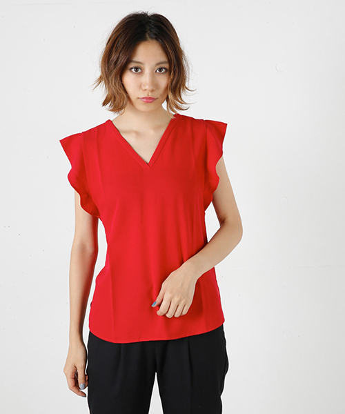 MOUSSY（マウジー）の「FLARE SLEEVE TOPS（Tシャツ/カットソー・レディース・カーキ/ブラック/ホワイト/ボルドー・FREE）」の4枚目の写真