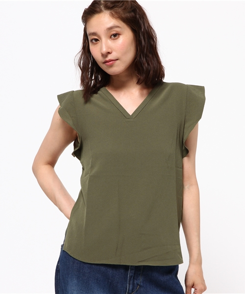 MOUSSY（マウジー）の「FLARE SLEEVE TOPS（Tシャツ/カットソー・レディース・カーキ/ブラック/ホワイト/ボルドー・FREE）」の14枚目の写真