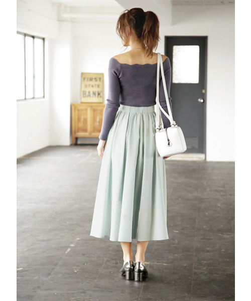 STYLE DELI（スタイルデリ）の「キレイ色ロングギャザーフレアスカート（スカート・レディース・ミント/ラベンダー/イエロー/グレー・FREE）」の17枚目の写真