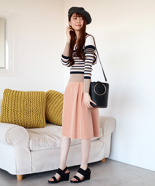 N.(N. Natural Beauty Basic)(エヌエヌナチュラルビューティーベーシック)の「ベルトタックフレアスカート(スカート・レディース・ホワイト/ピンク/ブルー・MEDIUM)」の13枚目の写真