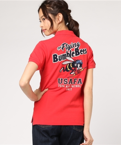 AVIREX（アヴィレックス）の「avirex/ アヴィレックス/ L S/S EMB POLO SHIRT  FBB/ 刺繍 ポロシャツ FBB（ポロシャツ・レディース・ブラック/ホワイト/レッド・LARGE/SMALL/MEDIUM）」の3枚目の写真