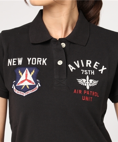AVIREX（アヴィレックス）の「avirex/ アヴィレックス/ L S/S EMB POLO SHIRT  FBB/ 刺繍 ポロシャツ FBB（ポロシャツ・レディース・ブラック/ホワイト/レッド・LARGE/SMALL/MEDIUM）」の7枚目の写真