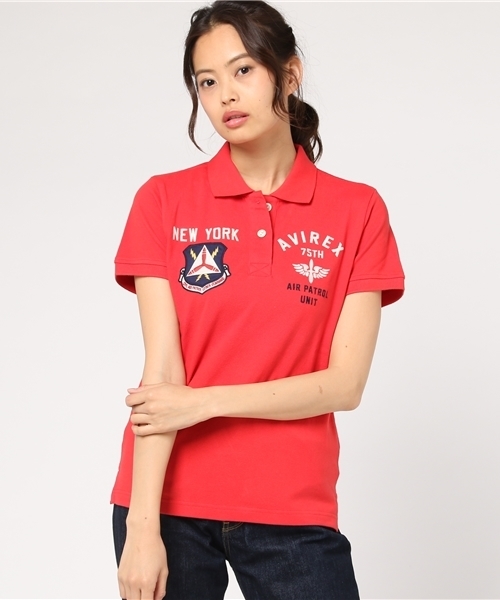AVIREX（アヴィレックス）の「avirex/ アヴィレックス/ L S/S EMB POLO SHIRT  FBB/ 刺繍 ポロシャツ FBB（ポロシャツ・レディース・ブラック/ホワイト/レッド・LARGE/SMALL/MEDIUM）」の12枚目の写真