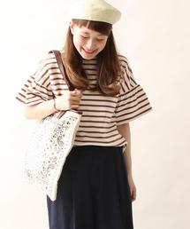 coen | ボーダーフレアスリーブカットソー(Tシャツ/カットソー)