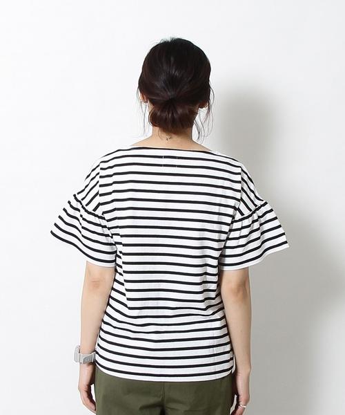 coen（コーエン）の「ボーダーフレアスリーブカットソー（Tシャツ/カットソー・レディース・ブラウン/ブラック・MEDIUM/LARGE）」の9枚目の写真