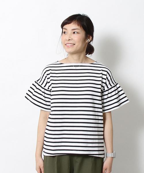 coen（コーエン）の「ボーダーフレアスリーブカットソー（Tシャツ/カットソー・レディース・ブラウン/ブラック・MEDIUM/LARGE）」の10枚目の写真