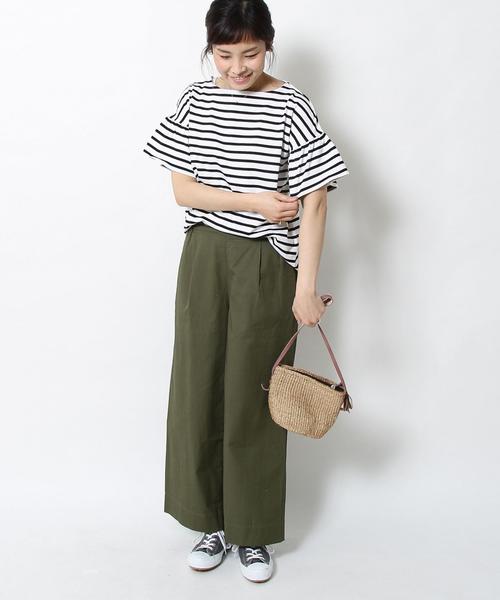 coen（コーエン）の「ボーダーフレアスリーブカットソー（Tシャツ/カットソー・レディース・ブラウン/ブラック・MEDIUM/LARGE）」の3枚目の写真