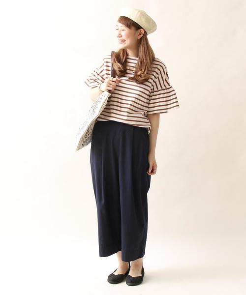 coen（コーエン）の「ボーダーフレアスリーブカットソー（Tシャツ/カットソー・レディース・ブラウン/ブラック・MEDIUM/LARGE）」の19枚目の写真