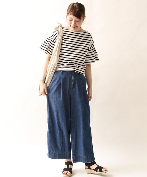 coen（コーエン）の「ボーダーフレアスリーブカットソー（Tシャツ/カットソー・レディース・ブラウン/ブラック・MEDIUM/LARGE）」の15枚目の写真