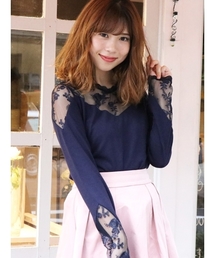 dazzlin | チュールレースデザインカットトップス(Tシャツ/カットソー)