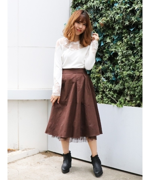 dazzlin（ダズリン）の「チュールレースデザインカットトップス（Tシャツ/カットソー・レディース・ブラック/ネイビー/オフホワイト・FREE）」の16枚目の写真