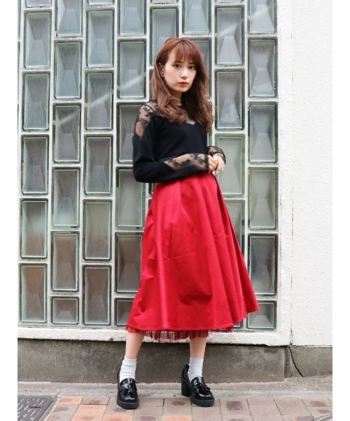 dazzlin（ダズリン）の「チュールレースデザインカットトップス（Tシャツ/カットソー・レディース・ブラック/ネイビー/オフホワイト・FREE）」の13枚目の写真