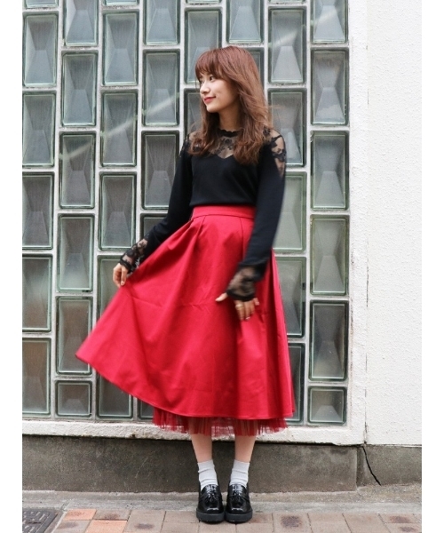 dazzlin（ダズリン）の「チュールレースデザインカットトップス（Tシャツ/カットソー・レディース・ブラック/ネイビー/オフホワイト・FREE）」の22枚目の写真