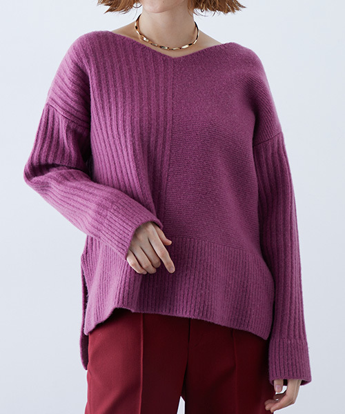 STUDIOUS（ステュディオス）の「パターンアレンジニット（ニット/セーター・レディース・オフホワイト/カーキ/ピンク/インディゴブルー・FREE）」の9枚目の写真