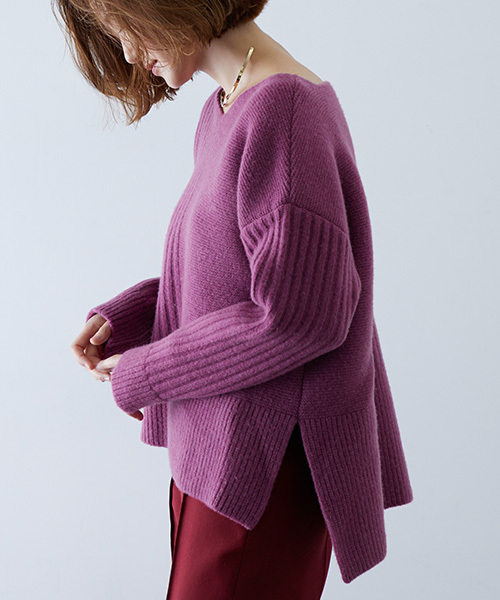 STUDIOUS（ステュディオス）の「パターンアレンジニット（ニット/セーター・レディース・オフホワイト/カーキ/ピンク/インディゴブルー・FREE）」の10枚目の写真