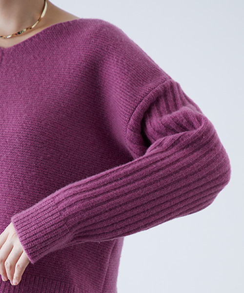 STUDIOUS（ステュディオス）の「パターンアレンジニット（ニット/セーター・レディース・オフホワイト/カーキ/ピンク/インディゴブルー・FREE）」の13枚目の写真