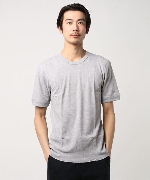 Healthknit(ヘルスニット)の「Healthknit/ヘルスニット WAFFLE TEE(Tシャツ/カットソー・メンズ・ホワイト/ブラック/ホワイト×グレー/杢グレー/ホワイト×ネイビー・MEDIUM/LARGE)」の5枚目の写真