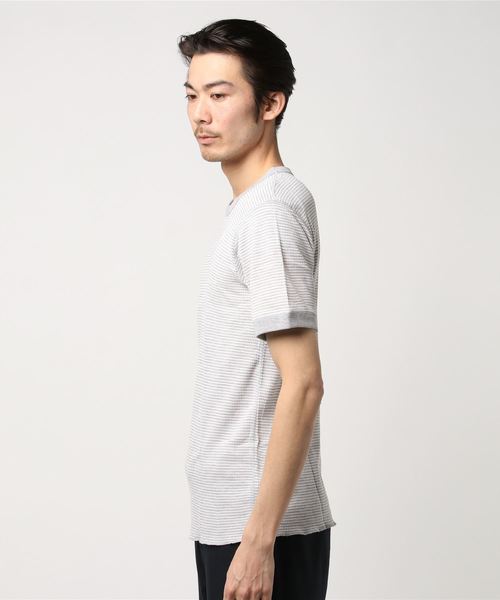 Healthknit(ヘルスニット)の「Healthknit/ヘルスニット WAFFLE TEE(Tシャツ/カットソー・メンズ・ホワイト/ブラック/ホワイト×グレー/杢グレー/ホワイト×ネイビー・MEDIUM/LARGE)」の7枚目の写真