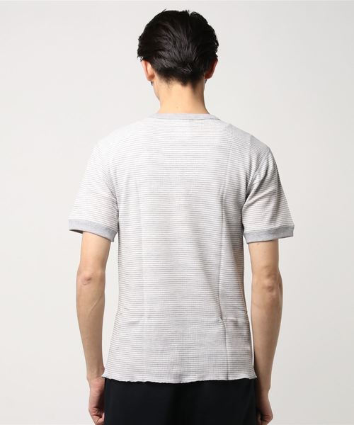 Healthknit(ヘルスニット)の「Healthknit/ヘルスニット WAFFLE TEE(Tシャツ/カットソー・メンズ・ホワイト/ブラック/ホワイト×グレー/杢グレー/ホワイト×ネイビー・MEDIUM/LARGE)」の6枚目の写真