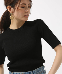 AZUL by moussy | ボーダー5分袖ニットPO(ニット/セーター)