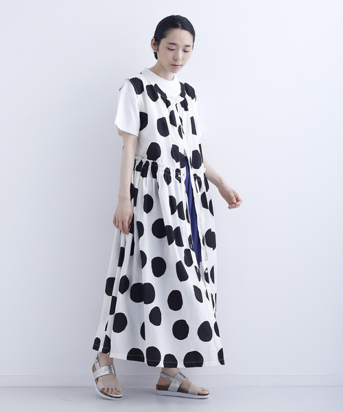 MERLOT(メルロー)の「インド綿ドット柄ノースリーブワンピース5673(ワンピース・レディース・ホワイト/ブラック/ネイビー・FREE)」の12枚目の写真