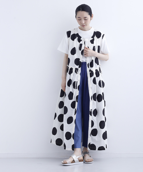 MERLOT(メルロー)の「インド綿ドット柄ノースリーブワンピース5673(ワンピース・レディース・ホワイト/ブラック/ネイビー・FREE)」の14枚目の写真