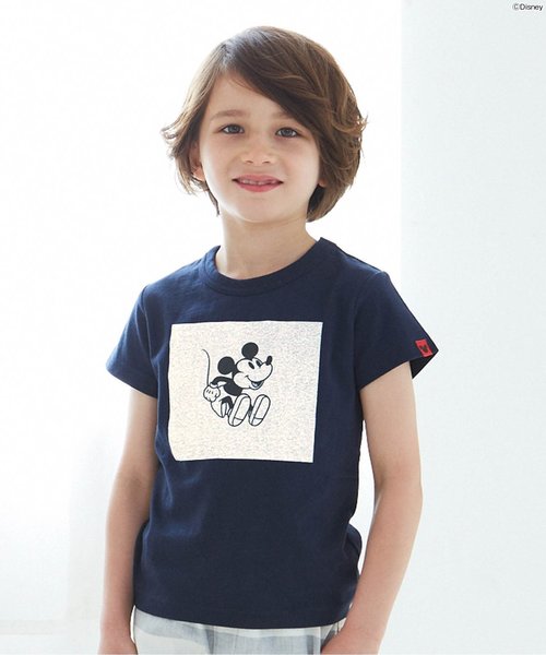 apres les cours(アプレレクール)の「Disney(ディズニー)ミッキーフォトTシャツ(Tシャツ/カットソー・キッズ・イエロー/ネイビー/ベージュ/レッド・100/120/130/90/140/110/80)」の3枚目の写真