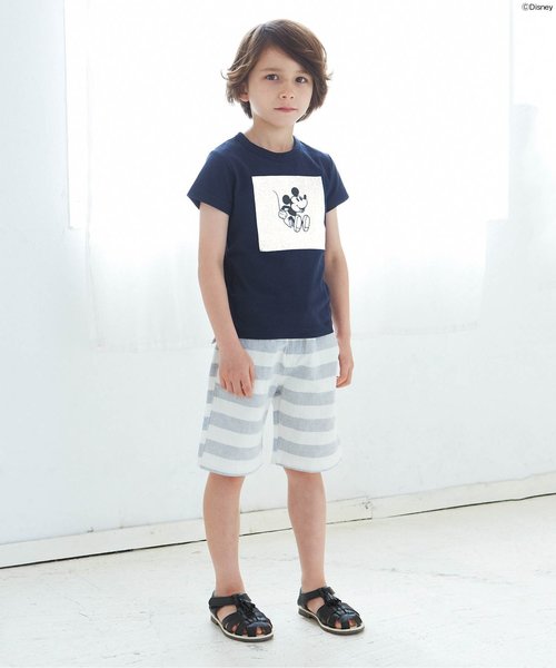 apres les cours(アプレレクール)の「Disney(ディズニー)ミッキーフォトTシャツ(Tシャツ/カットソー・キッズ・イエロー/ネイビー/ベージュ/レッド・100/120/130/90/140/110/80)」の5枚目の写真