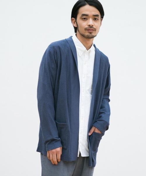 green label relaxing(グリーンレーベルリラクシング)の「SC ランダムパイル ショール カーディガン ◆(カーディガン/ボレロ・メンズ・ワインレッド/ベージュ/ネイビー・S/M/L)」の1枚目の写真