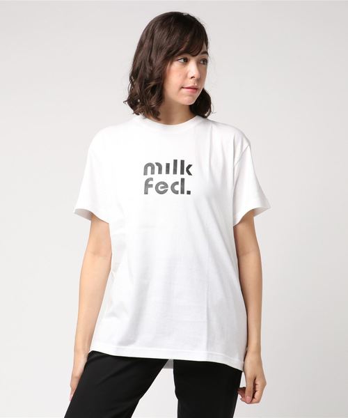 MILKFED.（ミルクフェド）の「SS TEE CUT OUT LOGO（Tシャツ/カットソー・レディース・ホワイト/ブラック/ネイビー/レッド・ONE SIZE）」の2枚目の写真