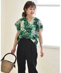 花柄バックⅤ開きブラウス《MADE IN JAPAN》