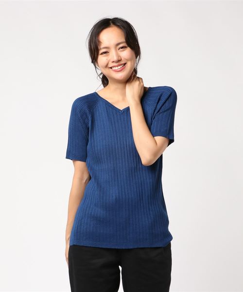 AMERICAN HOLIC(アメリカンホリック)の「・変形リブプルオーバー(ニット/セーター・レディース・グリーン/ブルー/ブラック/イエロー系その他2/ブラック系その他4/オフホワイト・L/M)」の5枚目の写真