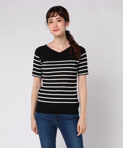 AMERICAN HOLIC(アメリカンホリック)の「・変形リブプルオーバー(ニット/セーター・レディース・グリーン/ブルー/ブラック/イエロー系その他2/ブラック系その他4/オフホワイト・L/M)」の4枚目の写真