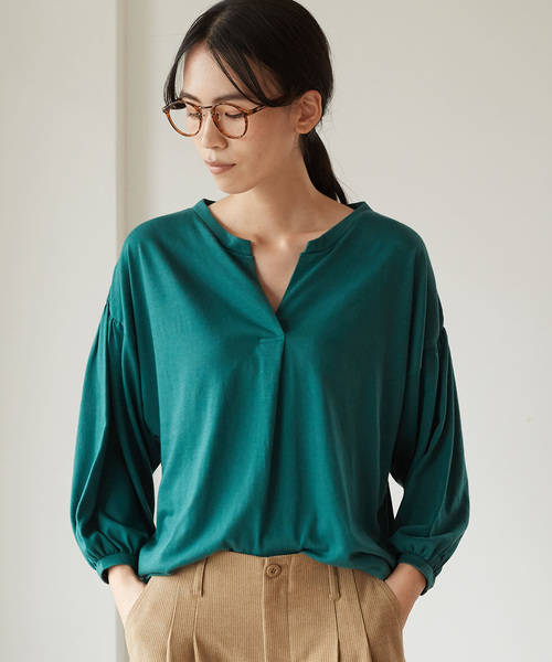 AMERICAN HOLIC（アメリカンホリック）の「・ドロップショルダースキッパープルオーバー（Tシャツ/カットソー・レディース・ブラック/ブラウン/グリーン/マスタード・FREE）」の3枚目の写真