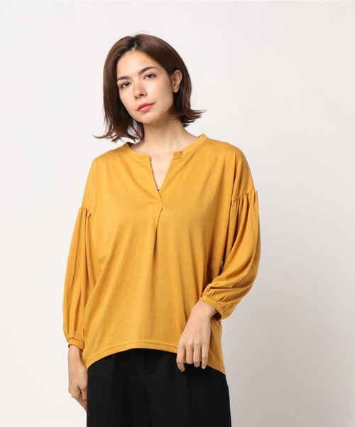 AMERICAN HOLIC（アメリカンホリック）の「・ドロップショルダースキッパープルオーバー（Tシャツ/カットソー・レディース・ブラック/ブラウン/グリーン/マスタード・FREE）」の4枚目の写真