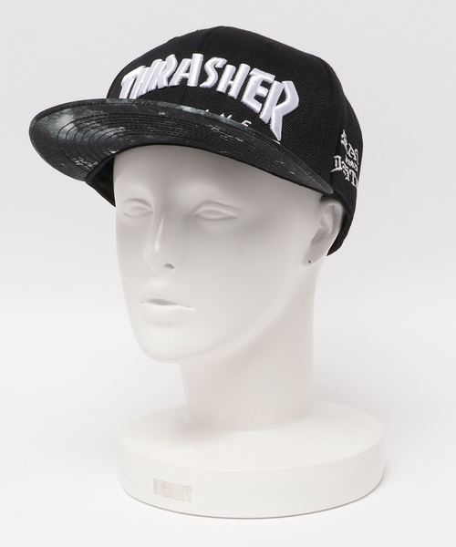 THRASHER（スラッシャー）の「GALAXY SNAP BACK CAP/スラッシャー ロゴ キャップ 帽子 ユニセックス（キャップ・メンズ・ホワイト×ブラック/ブラック×ブラック/ブラック×ブルー/ブラック×グリーン・FREE）」の2枚目の写真
