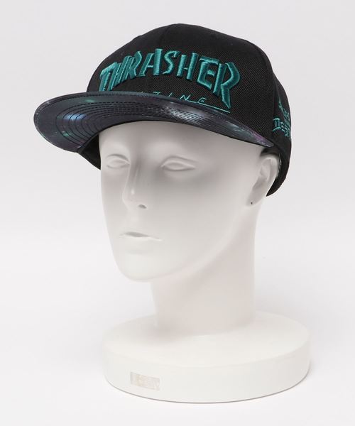 THRASHER（スラッシャー）の「GALAXY SNAP BACK CAP/スラッシャー ロゴ キャップ 帽子 ユニセックス（キャップ・メンズ・ホワイト×ブラック/ブラック×ブラック/ブラック×ブルー/ブラック×グリーン・FREE）」の4枚目の写真