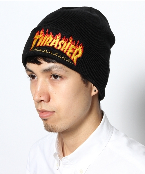THRASHER（スラッシャー）の「WEGO/THRASHERファイヤーワッチキャップ（ニットキャップ/ビーニー・メンズ・ホワイト/ブラック/ネイビー/ワイン・FREE）」の10枚目の写真