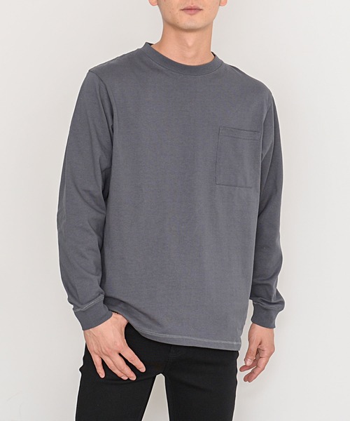 Goodwear（グッドウェア）の「『Goodwear/グッドウェア』WEB別注 ビッグシルエットヘビーウェイトポケット付きクルーネック長袖Tシャツ（Tシャツ/カットソー・メンズ・ホワイト/ブラック/ネイビー/カーキ/サックスブルー/オレンジ/エメラルド/ゴールド系その他/マルーン/チャコール/ベージュ/ワイン/イエロー系その他/パープル系その他/グレー系その他/モスグリーン/オレンジ系その他/ブラウン/パープル/グレー/バーガンディー/ベージュ系その他/ベージュ系その他2/カーキブラウン/ブルー系その他/テラコッタ/ライトピンク/グレー系1/ブラウン系1・S/M/L/XL）」の19枚目の写真