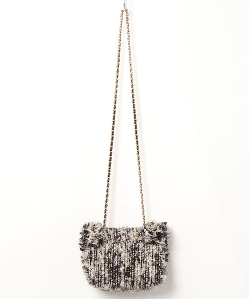 KOBE LETTUCE（コウベレタス）の「MIXラメツイード2WAYショルダーチェーンバッグ＊レディース/ハンドバッグ/ポシェット/ミニバッグ[B1220]神戸レタス（ハンドバッグ・レディース・ブラック/イエロー・FREE）」の3枚目の写真