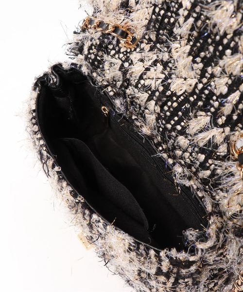 KOBE LETTUCE（コウベレタス）の「MIXラメツイード2WAYショルダーチェーンバッグ＊レディース/ハンドバッグ/ポシェット/ミニバッグ[B1220]神戸レタス（ハンドバッグ・レディース・ブラック/イエロー・FREE）」の6枚目の写真