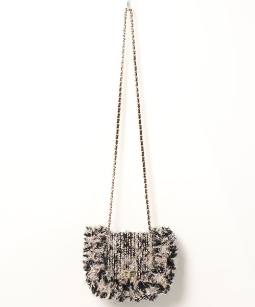 KOBE LETTUCE（コウベレタス）の「MIXラメツイード2WAYショルダーチェーンバッグ＊レディース/ハンドバッグ/ポシェット/ミニバッグ[B1220]神戸レタス（ハンドバッグ・レディース・ブラック/イエロー・FREE）」の7枚目の写真