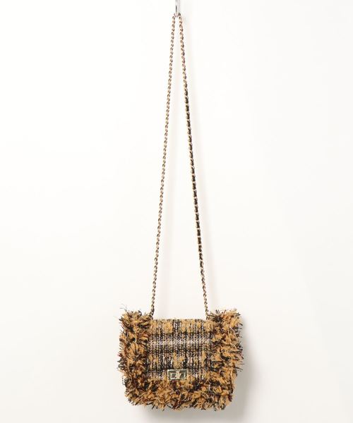 KOBE LETTUCE（コウベレタス）の「MIXラメツイード2WAYショルダーチェーンバッグ＊レディース/ハンドバッグ/ポシェット/ミニバッグ[B1220]神戸レタス（ハンドバッグ・レディース・ブラック/イエロー・FREE）」の8枚目の写真