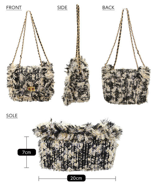 KOBE LETTUCE（コウベレタス）の「MIXラメツイード2WAYショルダーチェーンバッグ＊レディース/ハンドバッグ/ポシェット/ミニバッグ[B1220]神戸レタス（ハンドバッグ・レディース・ブラック/イエロー・FREE）」の10枚目の写真