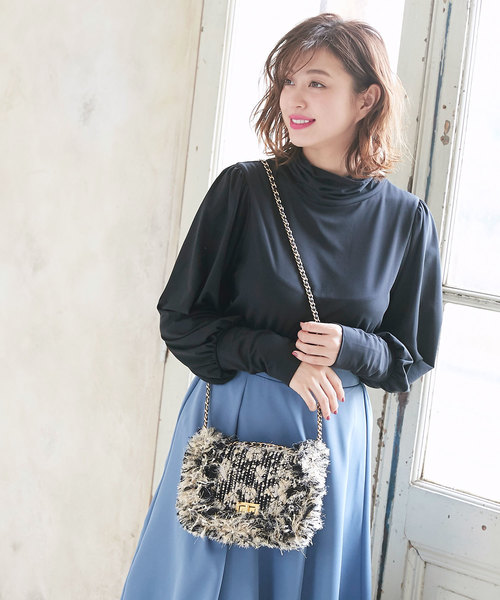 KOBE LETTUCE（コウベレタス）の「MIXラメツイード2WAYショルダーチェーンバッグ＊レディース/ハンドバッグ/ポシェット/ミニバッグ[B1220]神戸レタス（ハンドバッグ・レディース・ブラック/イエロー・FREE）」の14枚目の写真