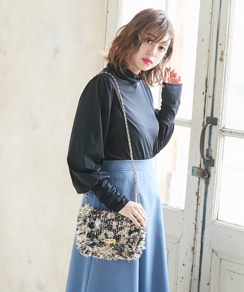 KOBE LETTUCE（コウベレタス）の「MIXラメツイード2WAYショルダーチェーンバッグ＊レディース/ハンドバッグ/ポシェット/ミニバッグ[B1220]神戸レタス（ハンドバッグ・レディース・ブラック/イエロー・FREE）」の15枚目の写真