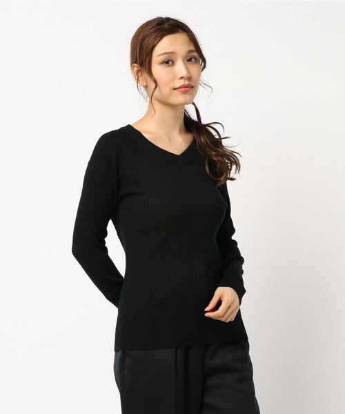 AMERICAN HOLIC(アメリカンホリック)の「2WAYリブプルオーバー*(ニット/セーター・レディース・マスタード/アイボリー/ブラック/ライトグリーン/ネイビー/ホワイト系その他4・M/L)」の4枚目の写真